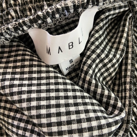 MABLE Anthropology Black Gingham Smock Fitted Tie Dress Women’s Size Small - Picture 9 of 12